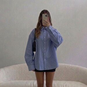 Women's Blue Button-Up Shirt